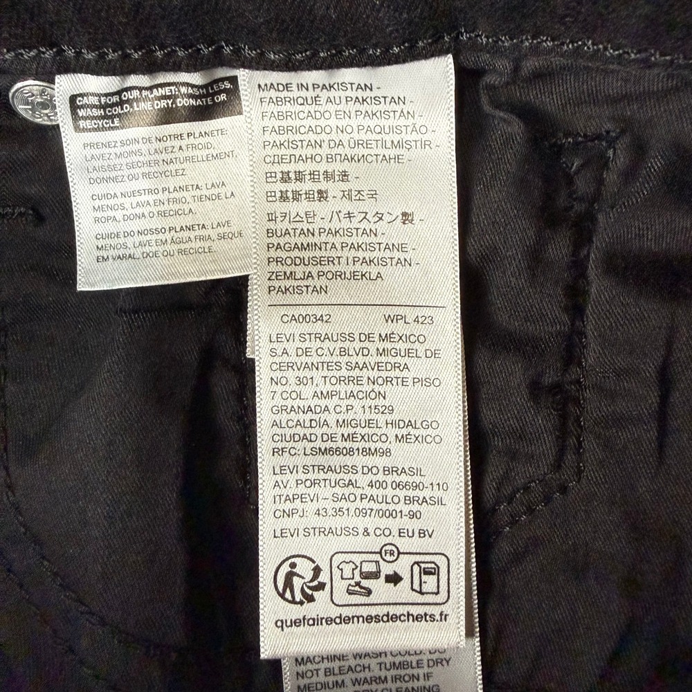 Levis 314 Shaping Straight Jeans Womens 29 Black Mid Rise Stretch Denim 30x31 - Picture 5 of 14